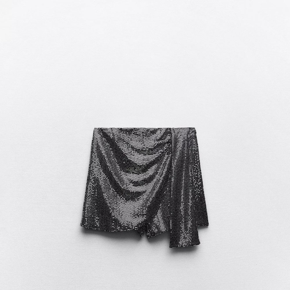 Zara Sparkly Wrap Front Mini Skort